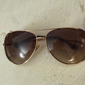Michael Kors Chic Gold and Brown Aviator Sunglasses